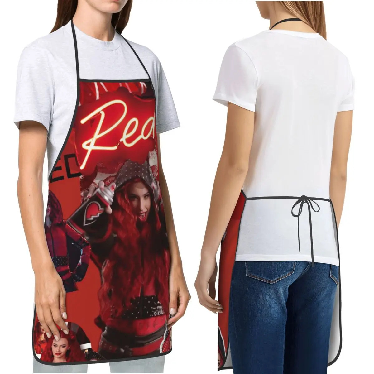 

Descendants 4 The Rise Of Red Accessories Aprons Chef Cooking Baking Tablier Sleeveless Bib Kitchen Cleaning Pinafore