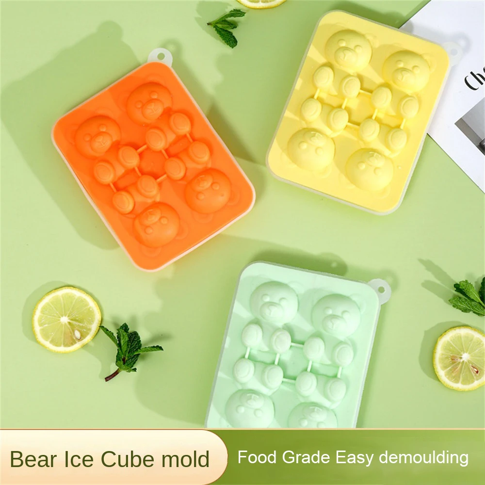 New 4 Even Bear Ice Tray Mold Silicone Ice Grid Home Internet Celebre Ice Cream Frozing Ice Puck Ice Box Ice Mould Kitchen Tools