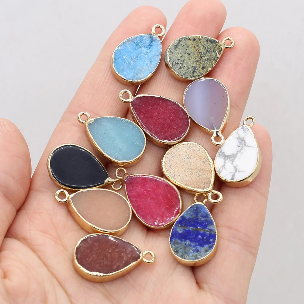 2Pcs Natural Semi-precious Stones Drop-shaped Gray Agate Ladies Jewelry Pendant Making DIY Necklace Bracelet Accessories 13x22mm