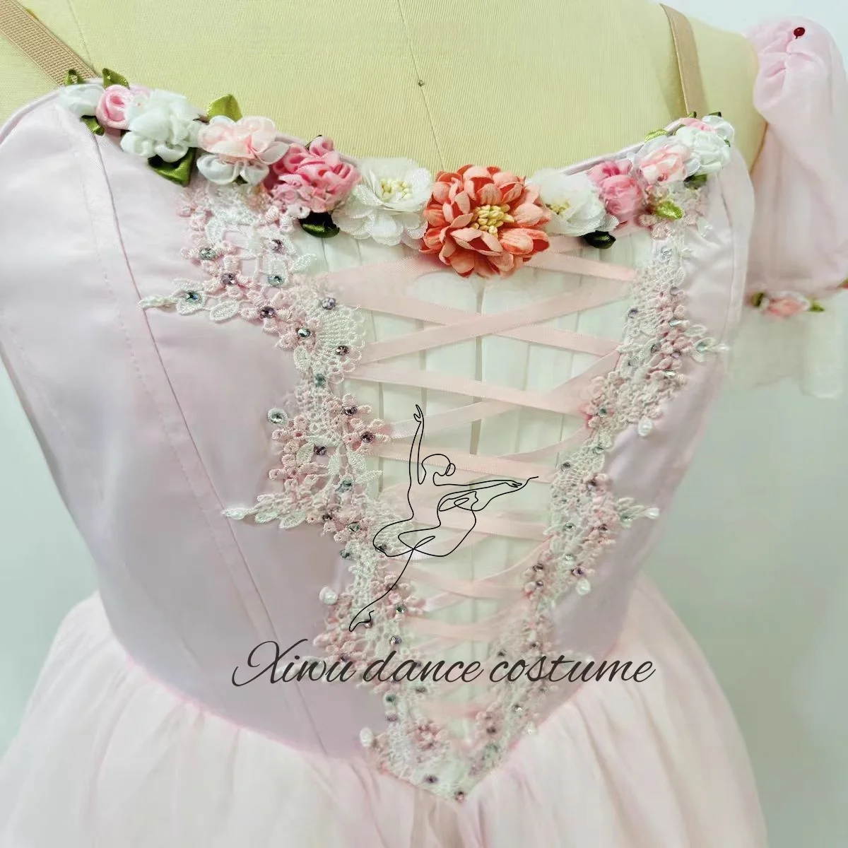 졸업 무도회 변형 발레 드레스 클래식 화이트 롱 드레스 블루 벨트 리본 세트 다이아몬드 그랜드 스윙 드레스