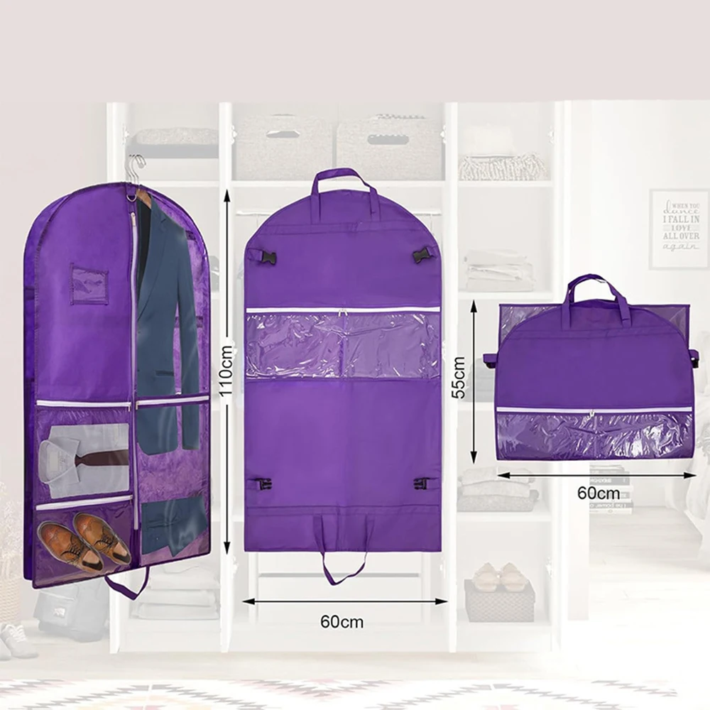 Garment Bag with Multi Pockets Foldable Suit Bag for Travel Dance Costume Bag with Clear Window for Kids Dance Suit Dress Coat