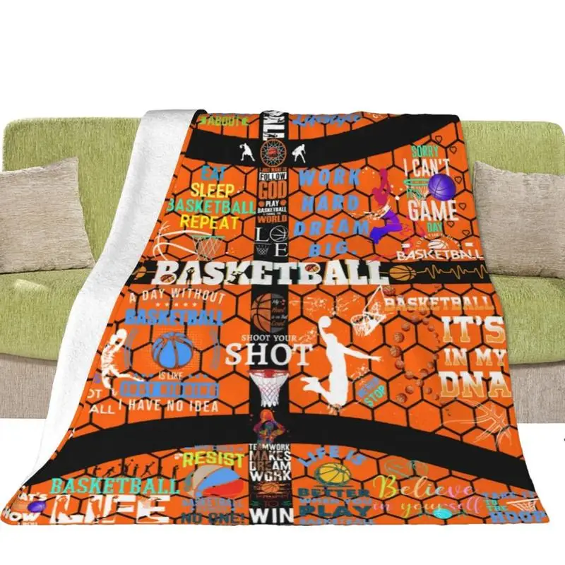 Sports Throw Blanket Fleece Basketball Throw Blanket Clear Printed Super Soft Comfortable Applicable All Season Creative Throw