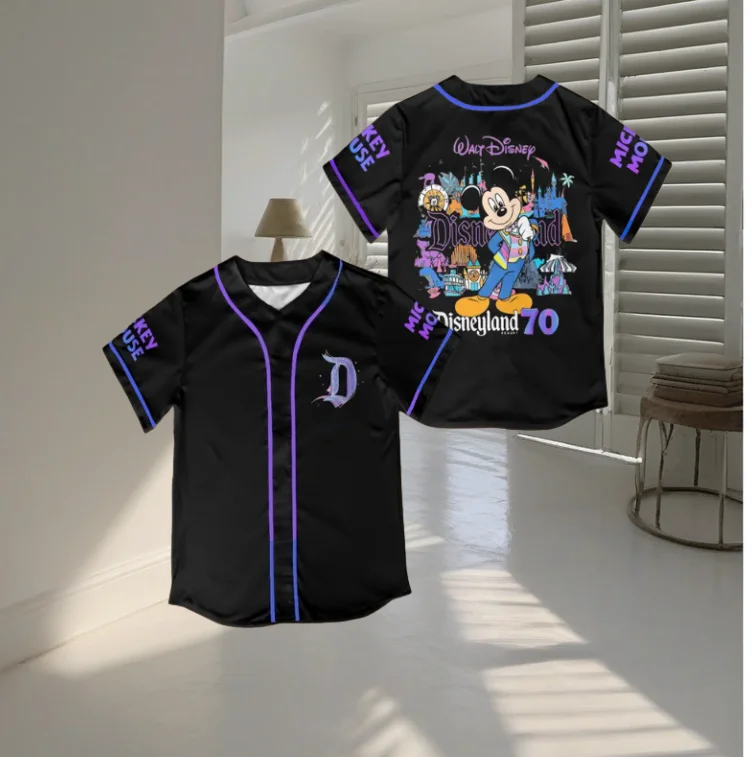 2026 قميص بيسبول صيفي ديزني ميكي لكل من الرجال والنساء، ملابس عصرية وعصرية، تي شيرت، بلوزة كاجوال فضفاضة #2