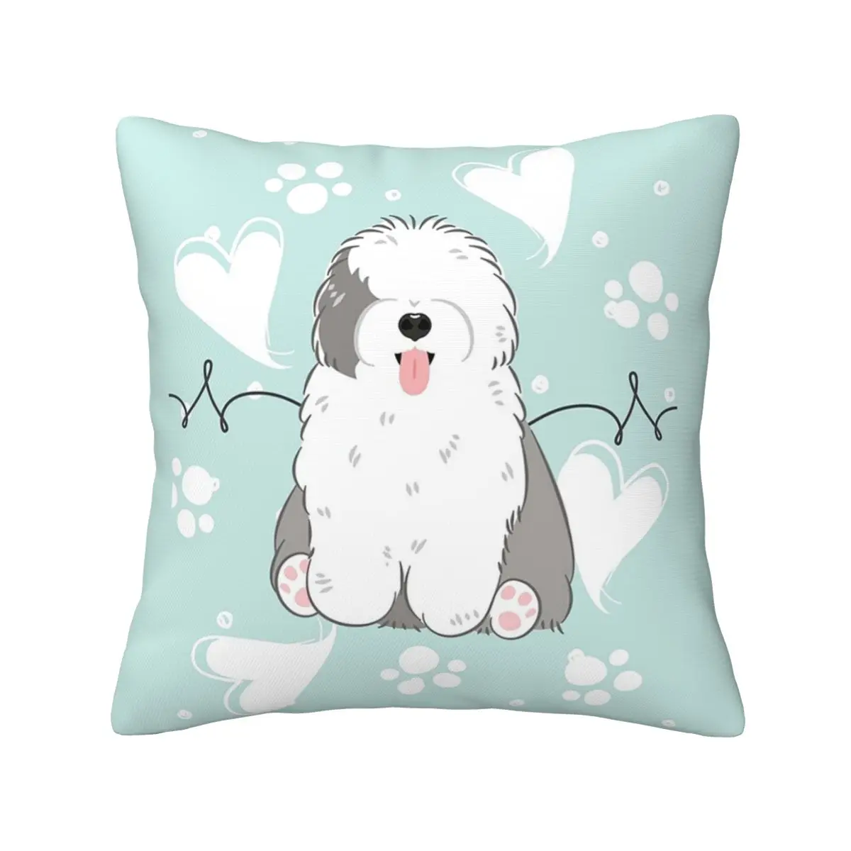 Love Old English Sheepdog Square Pillowcase Pillow Cover Cushion Decor Comfort Throw Pillow for Home Bedroom