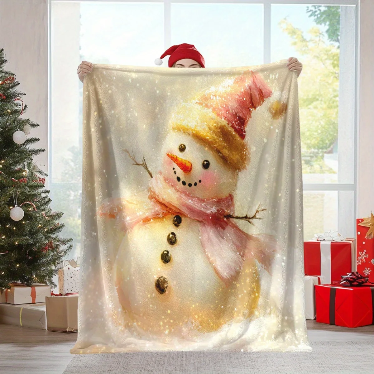 

Gorgeous Christmas Snowman Flannel Blanket - Soft and warm, perfect for sofas, beds, chairs, camping, and as a holiday gift for