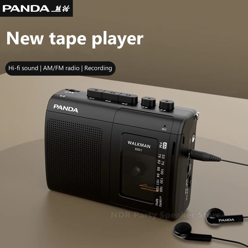 

6501 Old-fashioned Magnetic Tape Playback Recorder AM FM Mini Portable Radio Multiband Stereo Pocket Radio with Earphone