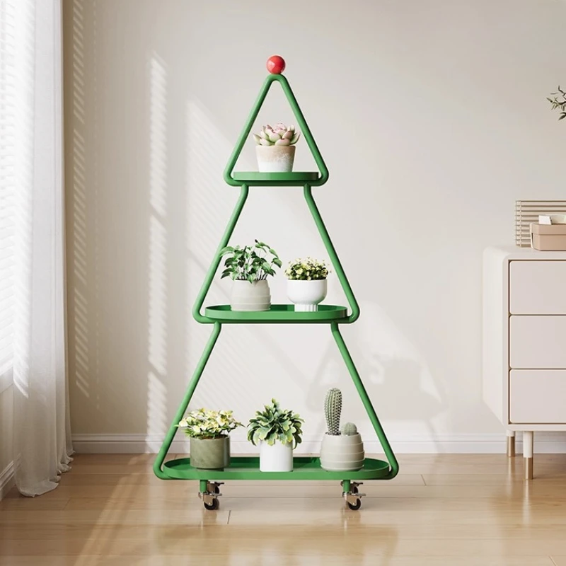 Movable flower stand Shelf Balcony Wrought iron multi-layer flower stand Display stand Living room floor-to-ceiling succulent