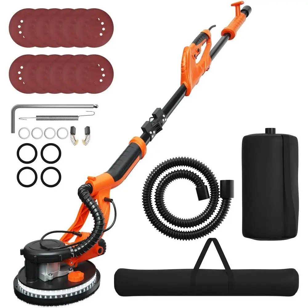 

750W Drywall Sander with Dust-Free Vacuum, 6-Speed 800-1750 RPM, Double-Deck LED Lights, 12 Sanding Disks, Carry Bag