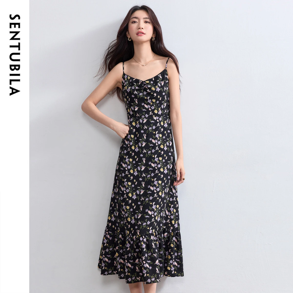 

SENTUBILA Women's Summer Floral Pleated Slip Dress 2025 Resort Collection Sleeveless Print Dresses Sexy Woman Clothing Q52LD1693