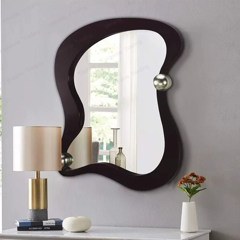 Creative makeup mirror wall-mounted bathroom mirror irregular decorative mirror light luxury LED