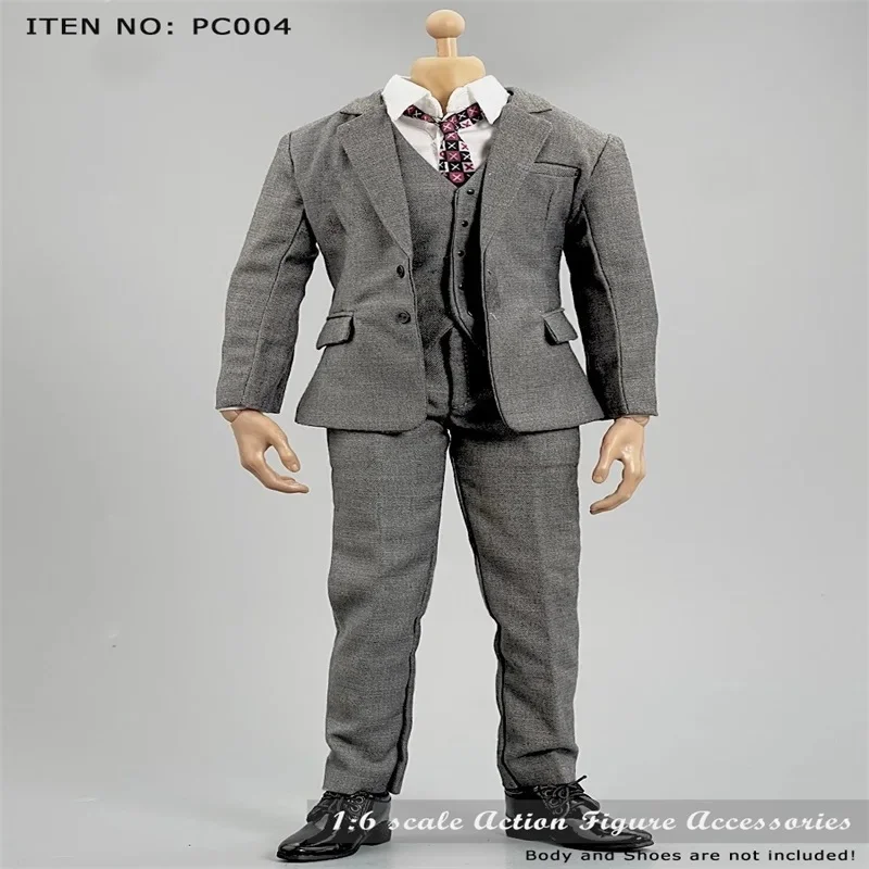 PC004 1/6 Soldato Maschio Moda Grigio Stile Occidentale Vestito Cappotto Camicia Maglia Pantaloni Set Modello Misura 12 ''Action Figure B001 Corpo In Magazzino