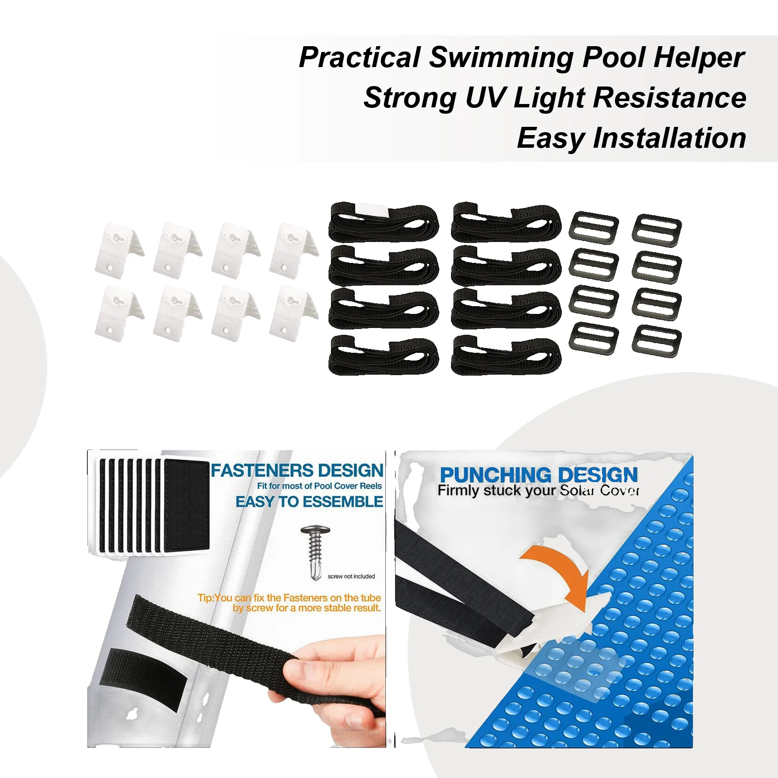 

Pool Cover Tightening Straps Pool Ruler Solar Cover Reel Attachment Kit For Easy To Assemble Solar Blanket Cover Reels Straps