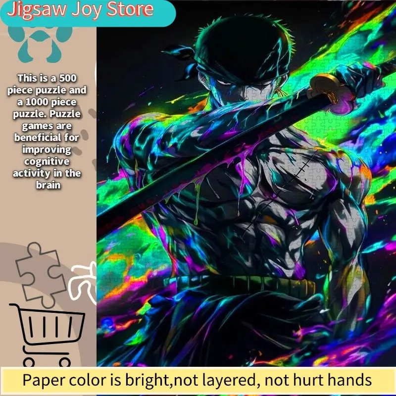 

Puzzle, Christmas Puzzle, Paper Puzzle, Large Puzzle Featuring Anime Samurai, Neon Lighting Effects, and Muscular Lines. Made