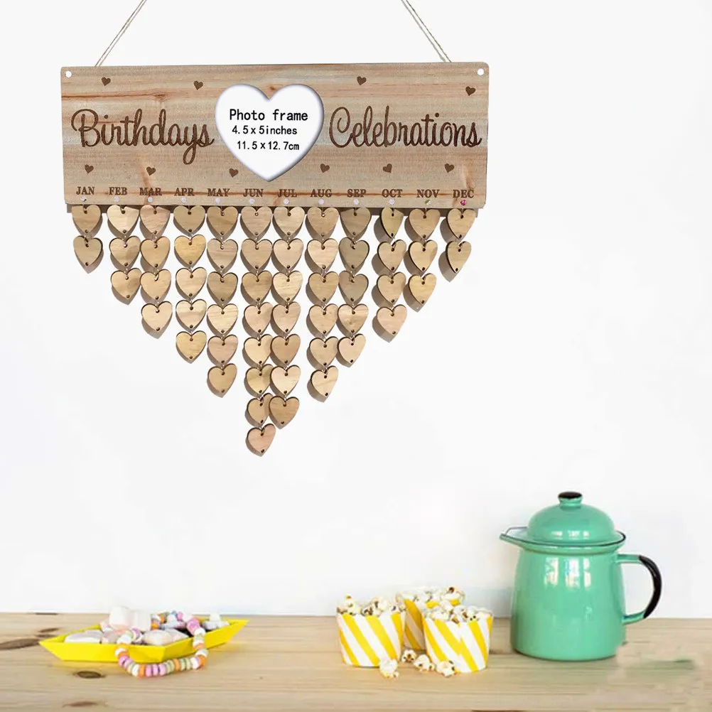 

Wooden Family Birthday Planner Board Wall Calendar with Writeable Name Date Discs for Mother Day Father Day Anniversary