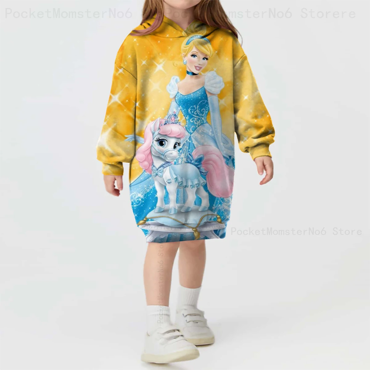 New Girls Sweater Dress Printed Casual Sportswear Sandy Princess Cinderella Cartoon Girls Hoodie Sweater