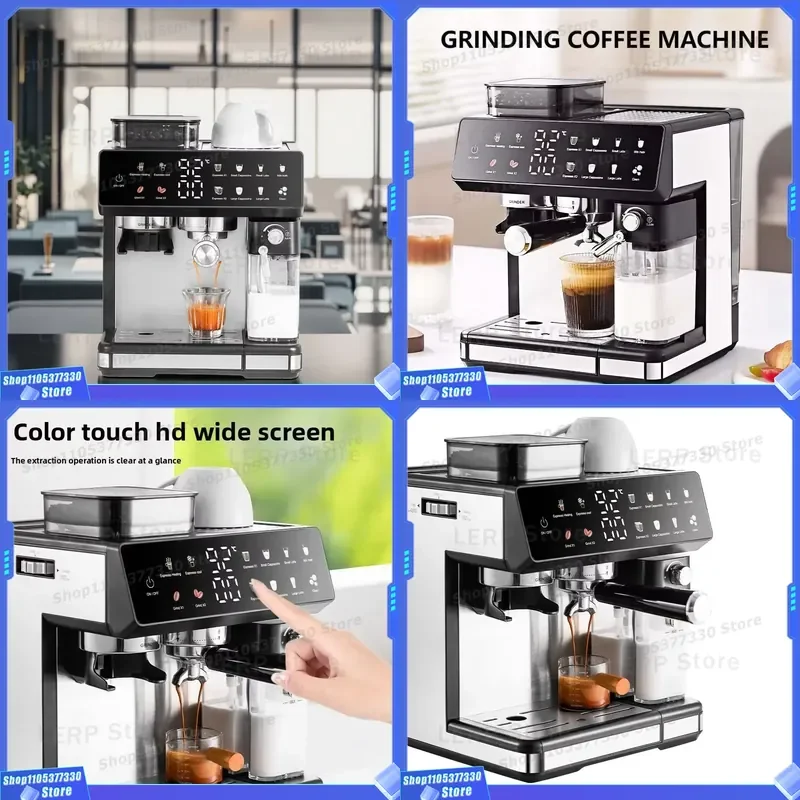 Automatic Espresso Machine Digital Touchscreen Commercial Home Coffee Maker Fully Auto Bean to Cup Brewing System for Office