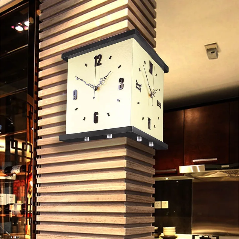 Modern Minimalist Luxury Creative Dual-Sided Wall Clock Living Room Wall-Mounted Fashion Home Corner Quartz Clock Unique Gift