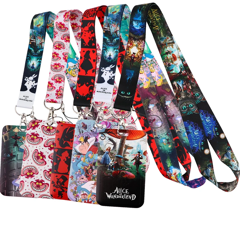 D1028 Alice in Wonderland Neck Strap Lanyards for Key Keychain Badge Holder ID Credit Card Pass Hang Rope Lariat Accessories