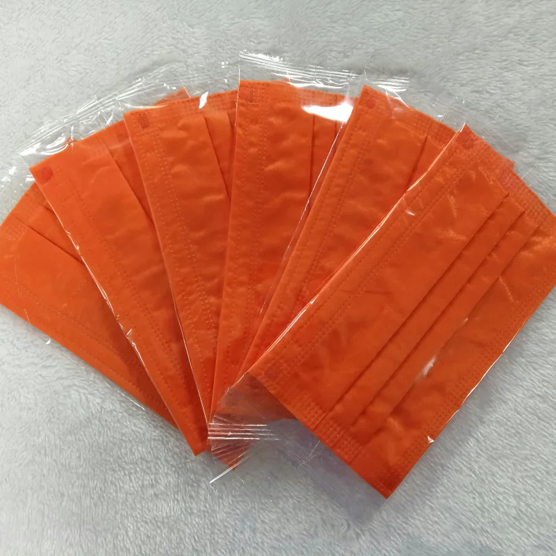 Artistic Orange Candy Colored Women's Mask Trendy aron Sle 3 Layer Non-Woven Fabric Dust Proof And Decorative Mask