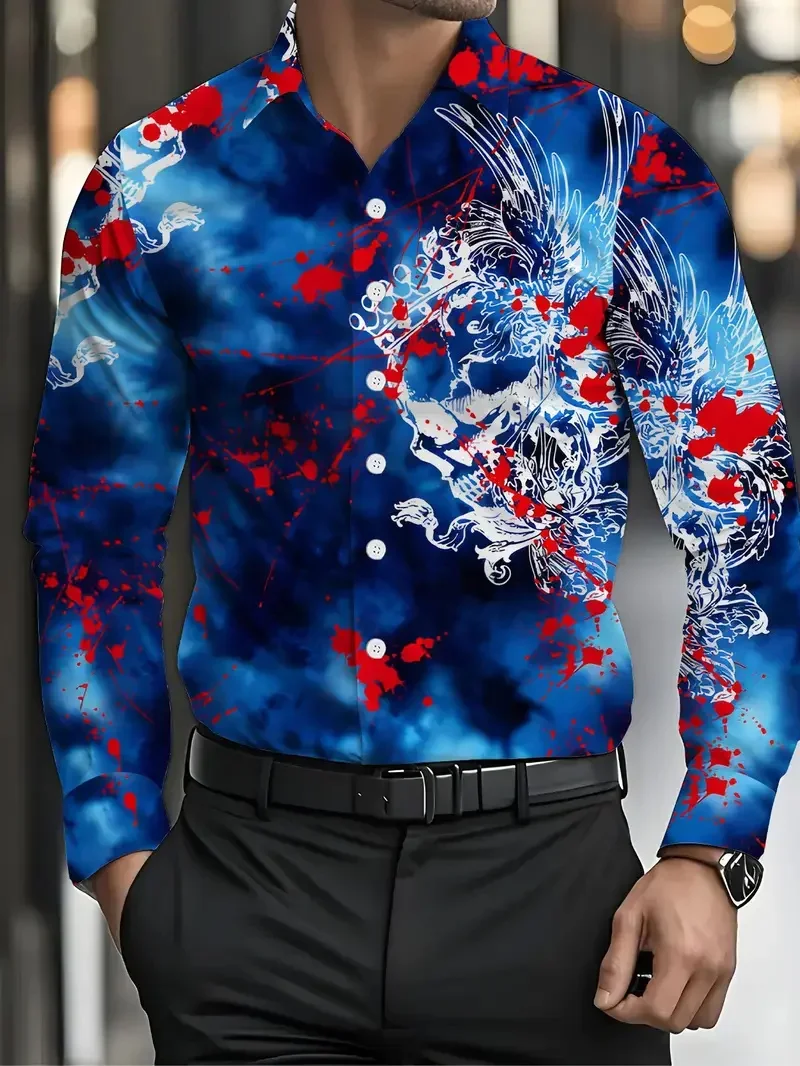 

Men's 3D Notes Printed Pattern Shirt Long Sleeve Shirt Simple Comfortable Business Folding Clothing Casual Comfortable Outdoor