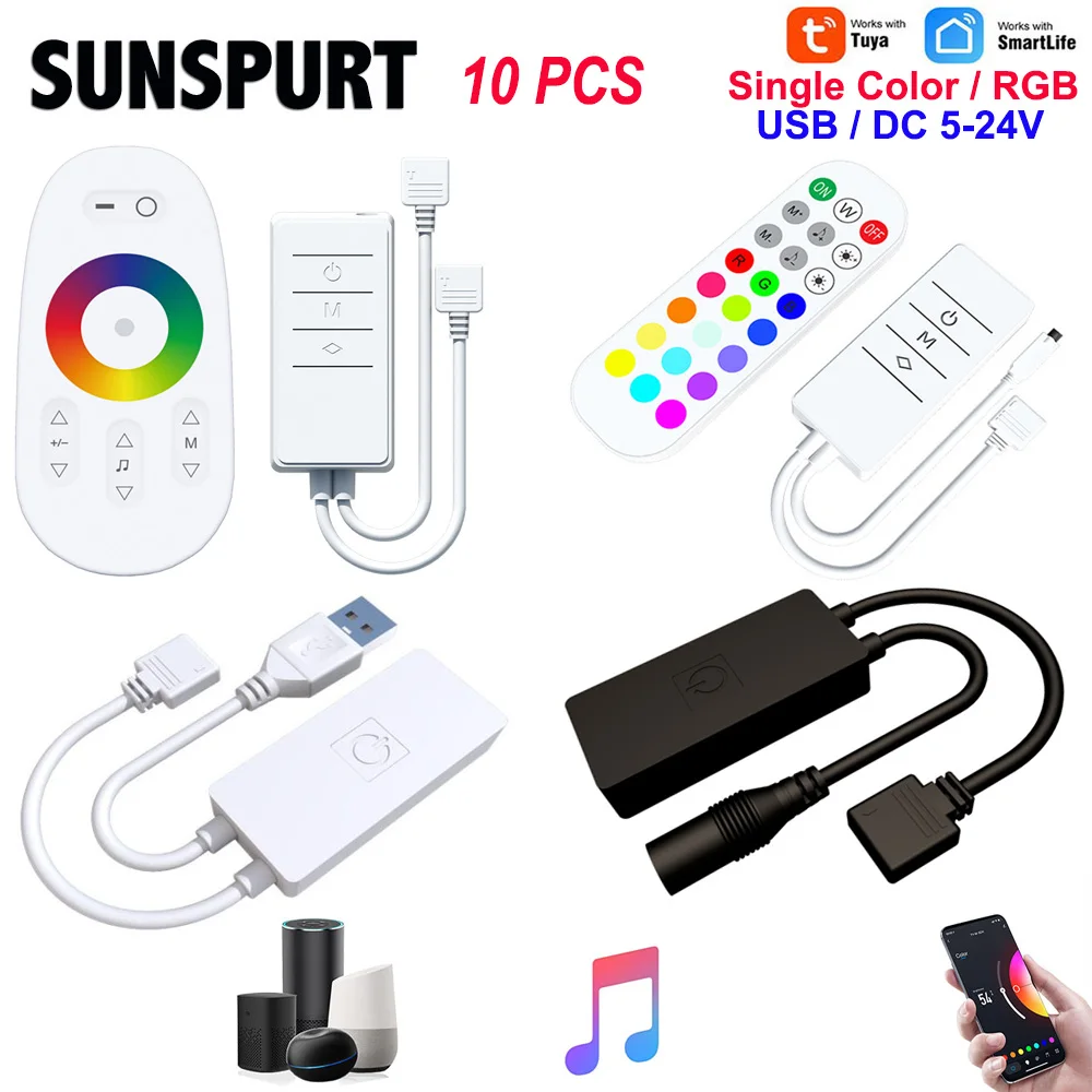 

1-10 шт. Волшебный дом 5 в 12 В 24 в RGB Wifi контроллер RGBW RGBWW RGB + CCT Bluetooth 2,4G сенсорный для 5050 2835 WS2811 WS2812B Светодиодная лента