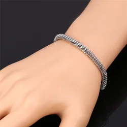 Chainspro Staineless Steel 5mm Brainding Mesh Net Tube Chain Bracelet for Man Ethiopian Bangles Rope 21cm 8.3inches Man Jewelry
