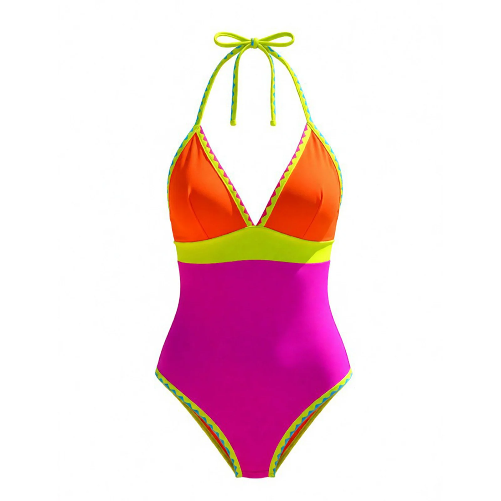 Womens Swim Leotard One Piece Swimwear V Neck Backless Tummy Control Bathing Suit for Honeymoon Beachwear Holiday Romantic Trip