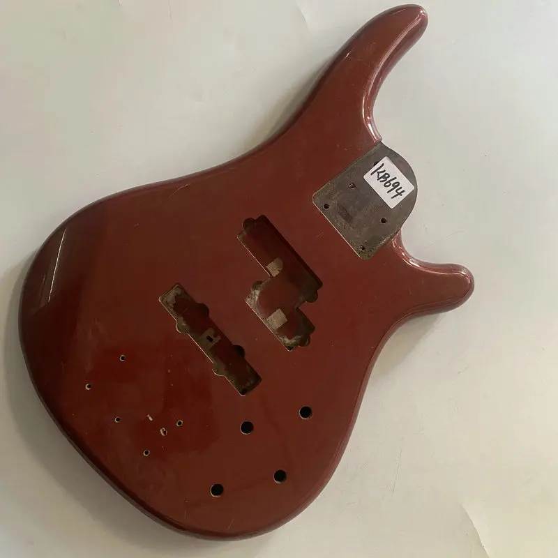 

kB694 Metallic Red Color Custom Bass Body in Solid Wood Replace and DIY Right Hand Surface Damages and Dirty PJB Active Pickups