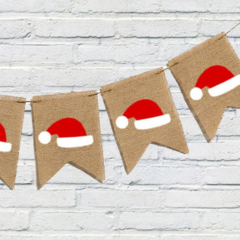 

Banner Happy Christmas Merry The Hanging Decoration Holiday Burlap Party Decorations