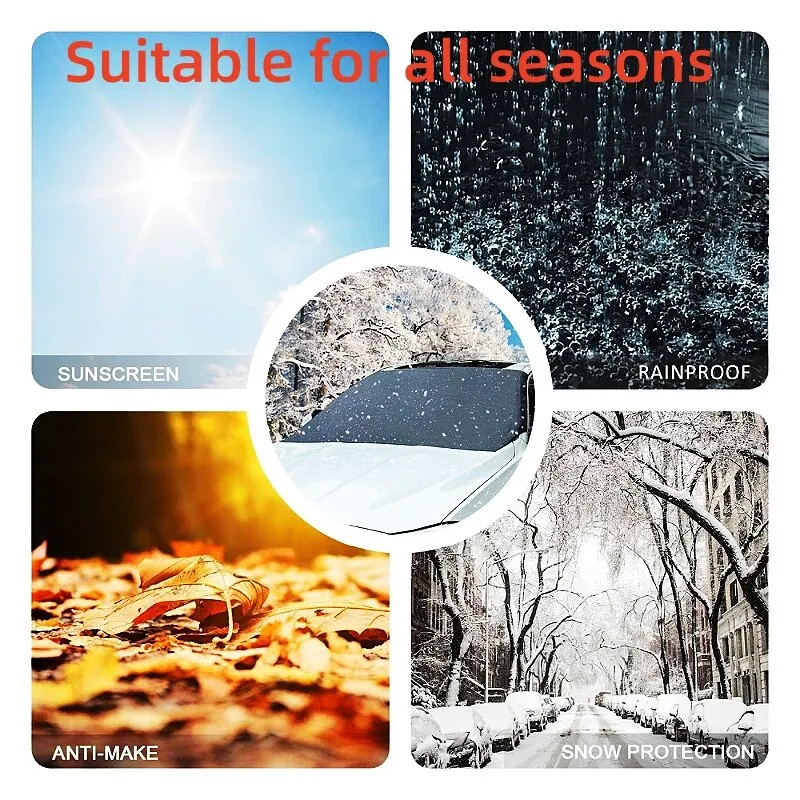 Magnetic Car Front Windscreen Cover Automobile Sunshade Cover Car Windshield Snow Sun Shade Waterproof Car Cover 210 120cm image 5
