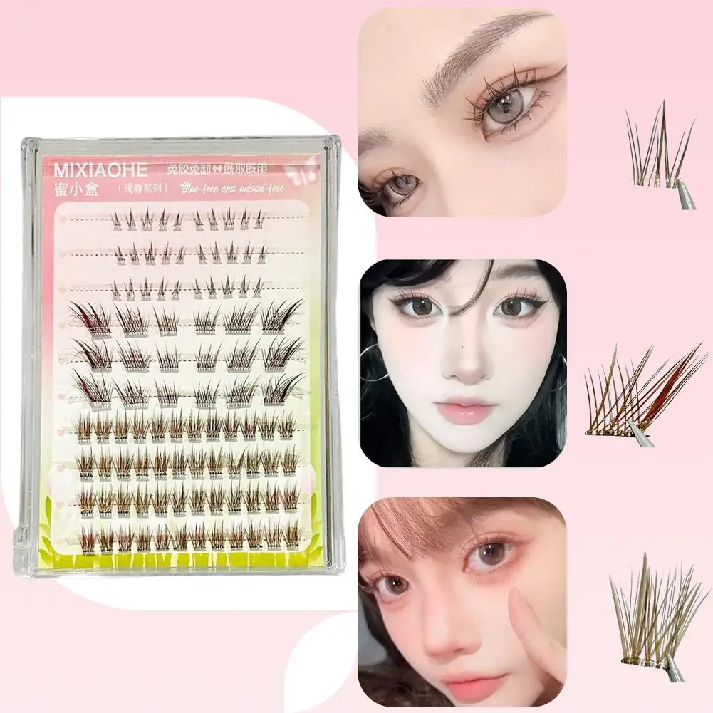 Fox Eye Lashes Segmented False Eyelashes Natural Simulation Cluster Lashes Caramel Fairy Color/colorful Comic Single Thick X0I7