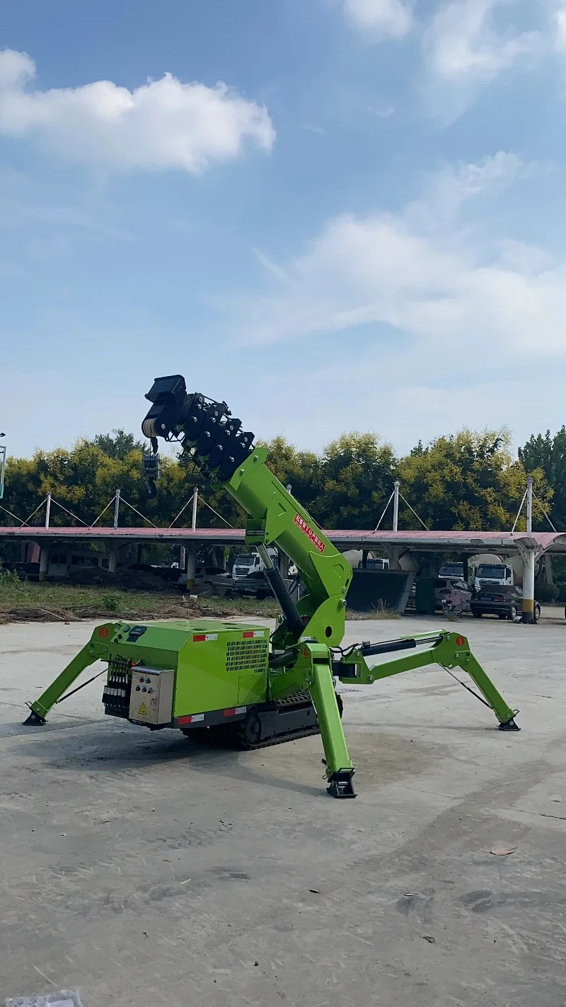 1Ton Versatile Mini Spider Crane Crawler Type 6m Lifting Boom Hydraulic Drive Portable Lifting Equipment Multi Scene Application