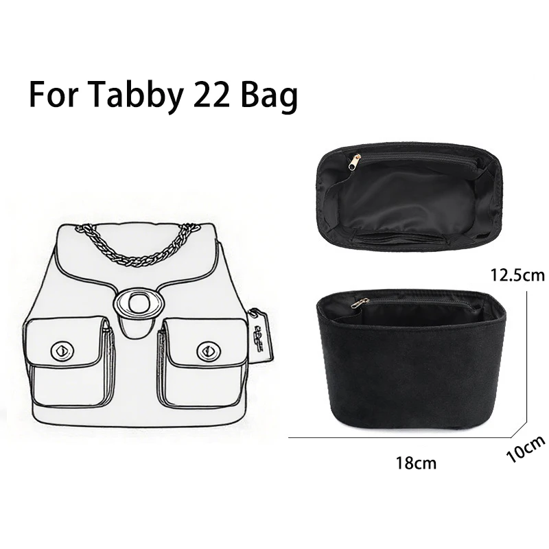 EverToner Ladies Flannel Fabric Organizer Inner Pouch Storage Organizer Bag Fits For Co-ch Tabby 22 bag Inner Storage Bag