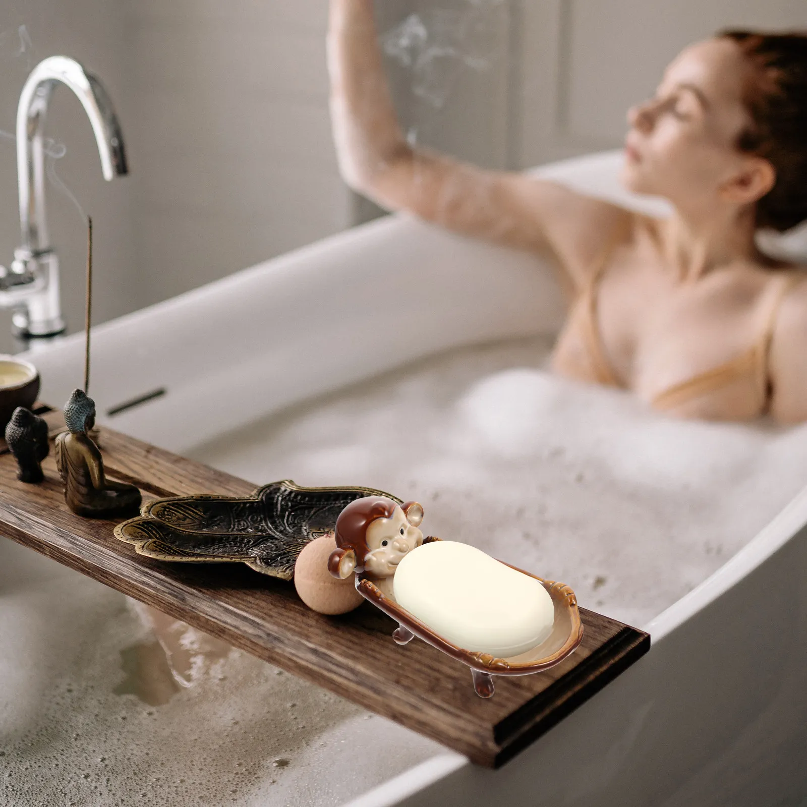 Ceramic Soap Dish Decorative Animal Design Holder for Bathroom Kitchen Soap Box Sponge Storage Bathroom Supplies