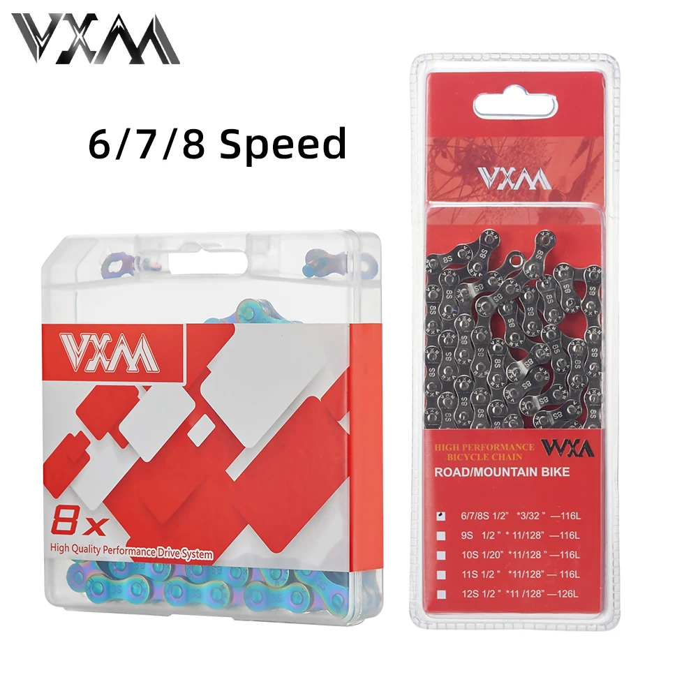 VXM Bicycle Chain 116L 6 7 8 Speed Ultralight Mountain Road Bike Chain For 24/27/30 Variable Speed Chain 6Speed 7Speed 8Speed