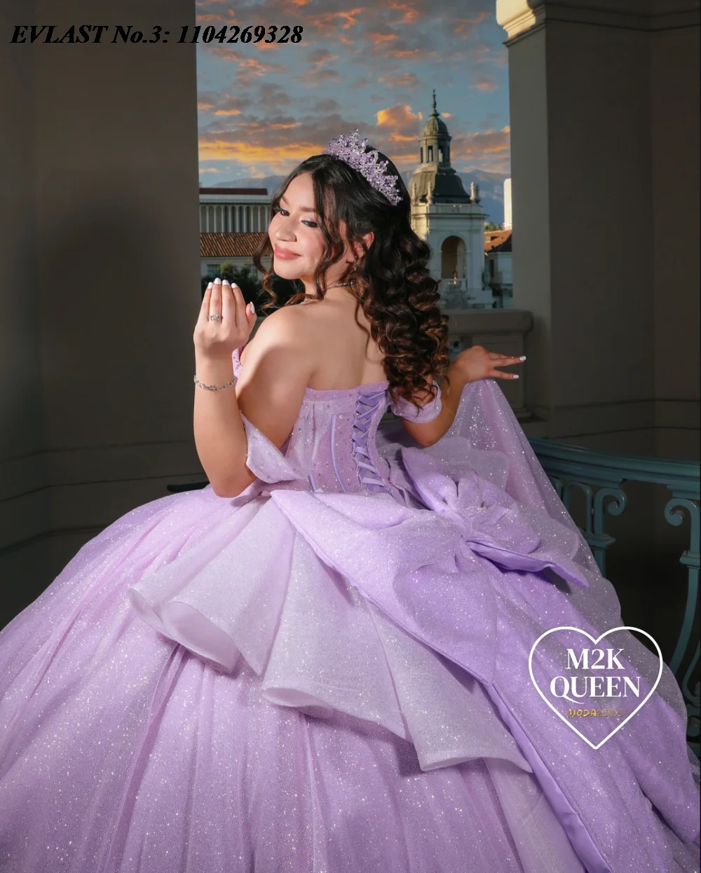 EVLAST Customized Mexican Lilac Quinceanera Dress Ball Gown Shiny Applique Beading Corset Bow Sweet 16 Vestido De 15 Anos E3Q225