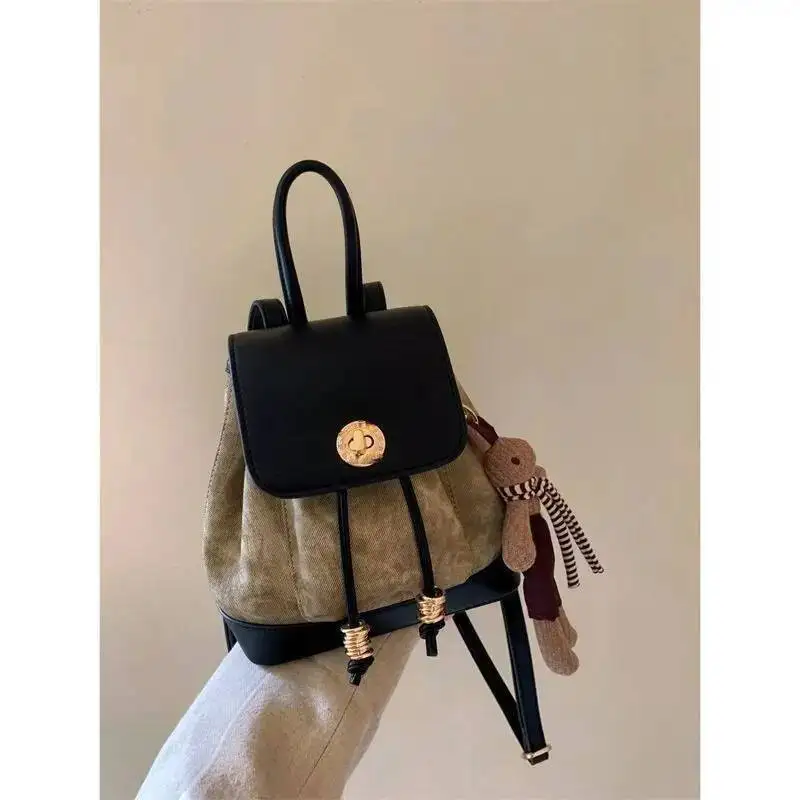Bloom High Street Y2k Backpack Women Versatile Patchwork Handle Chic Casual Mini Backpacks Ladies Haruku Mochila Aesthetic