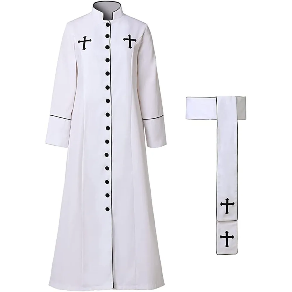 New Church Clergy Priest Priest Clothing Women\'s Priest Robe Roman Cassette Stand-up Collar Clothing Halloween Costumes for Men