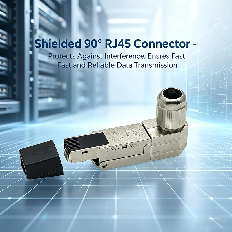 Cat8 Cat7 Cat6a 90° Right Angle RJ45 Connector Shielded Tool Free No Crimp 40Gbps POE Ethernet Cable Adapter Factory Wholesale