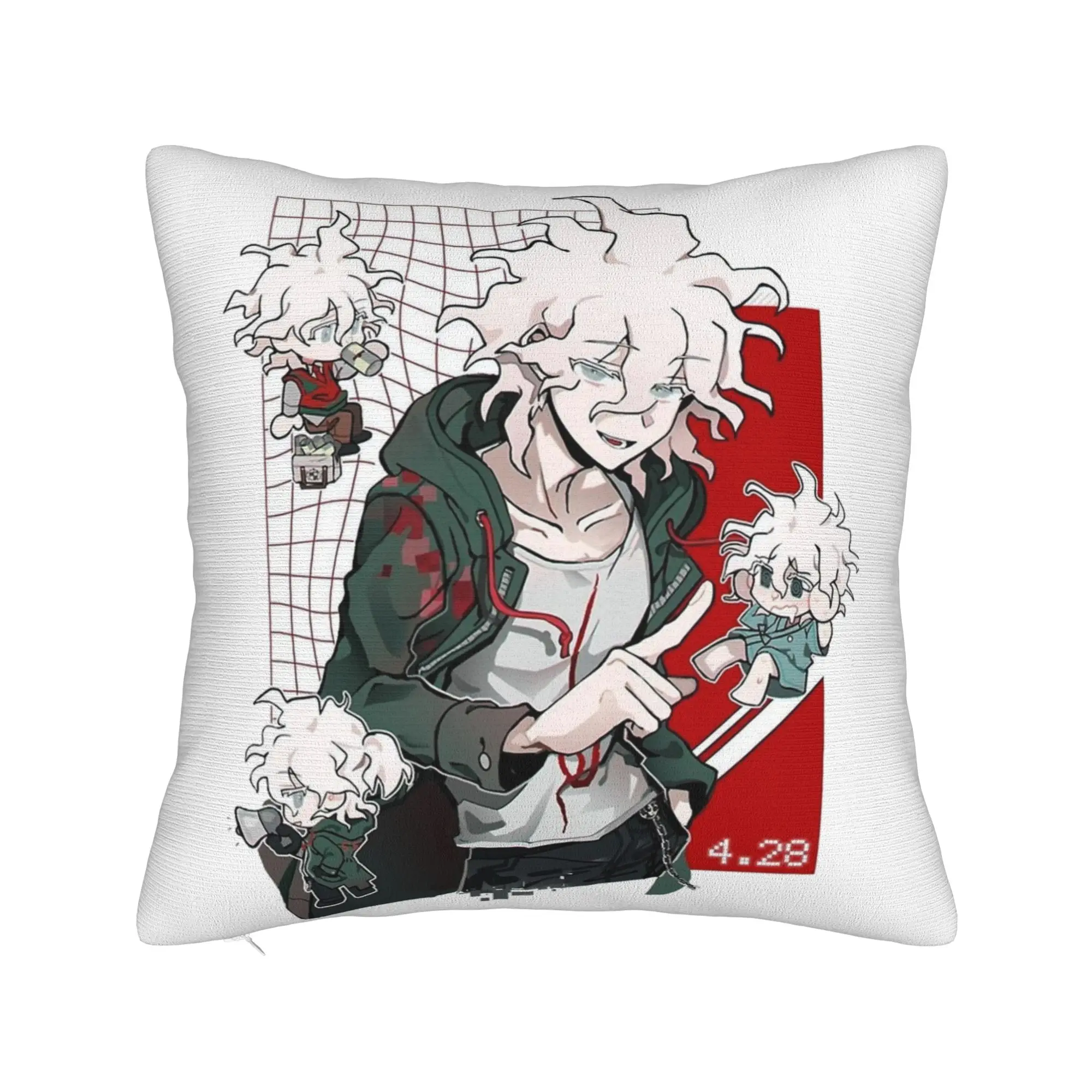 Nagito Komaeda Anime Pillowcase Soft Cushion Cover Decorations Throw Pillow Case Cover Home Square