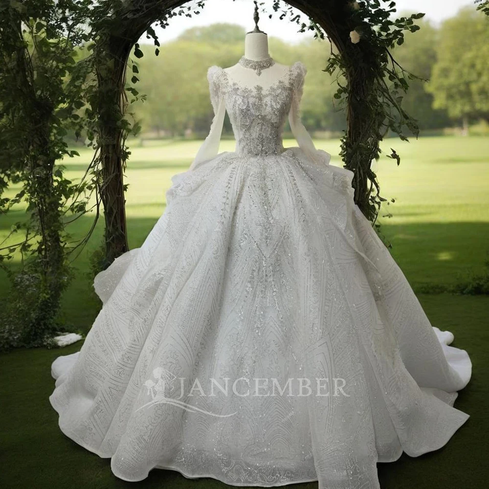 

Jancember Gorgeous Satin Wedding Dresses Flowers Court Train Ball Gown Princess Bridal Gown With Tassel vestidos de novia DW0003