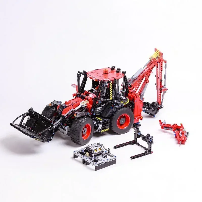 MOC-150141 Backhoe Loader Rough Terrain Crane C Type Assembly Cityexcavator Building Block Model2379 Parts Kids Birthday Toygift