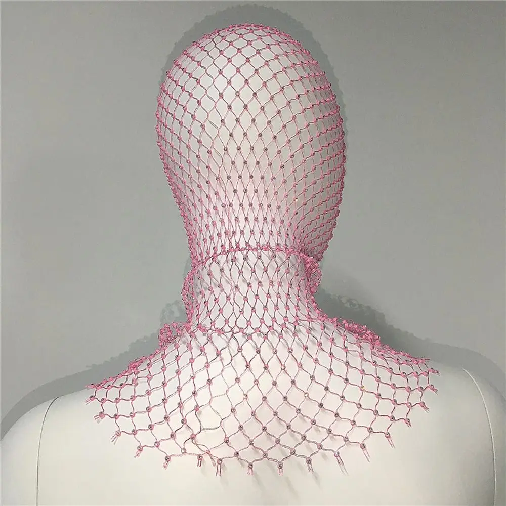 

Shining Headcover Mesh Mask Turban Hat Headpiece Cover Fishnet Headhood Diamond Headwrap Rhinestone Mesh Veil Crystal Head Mask