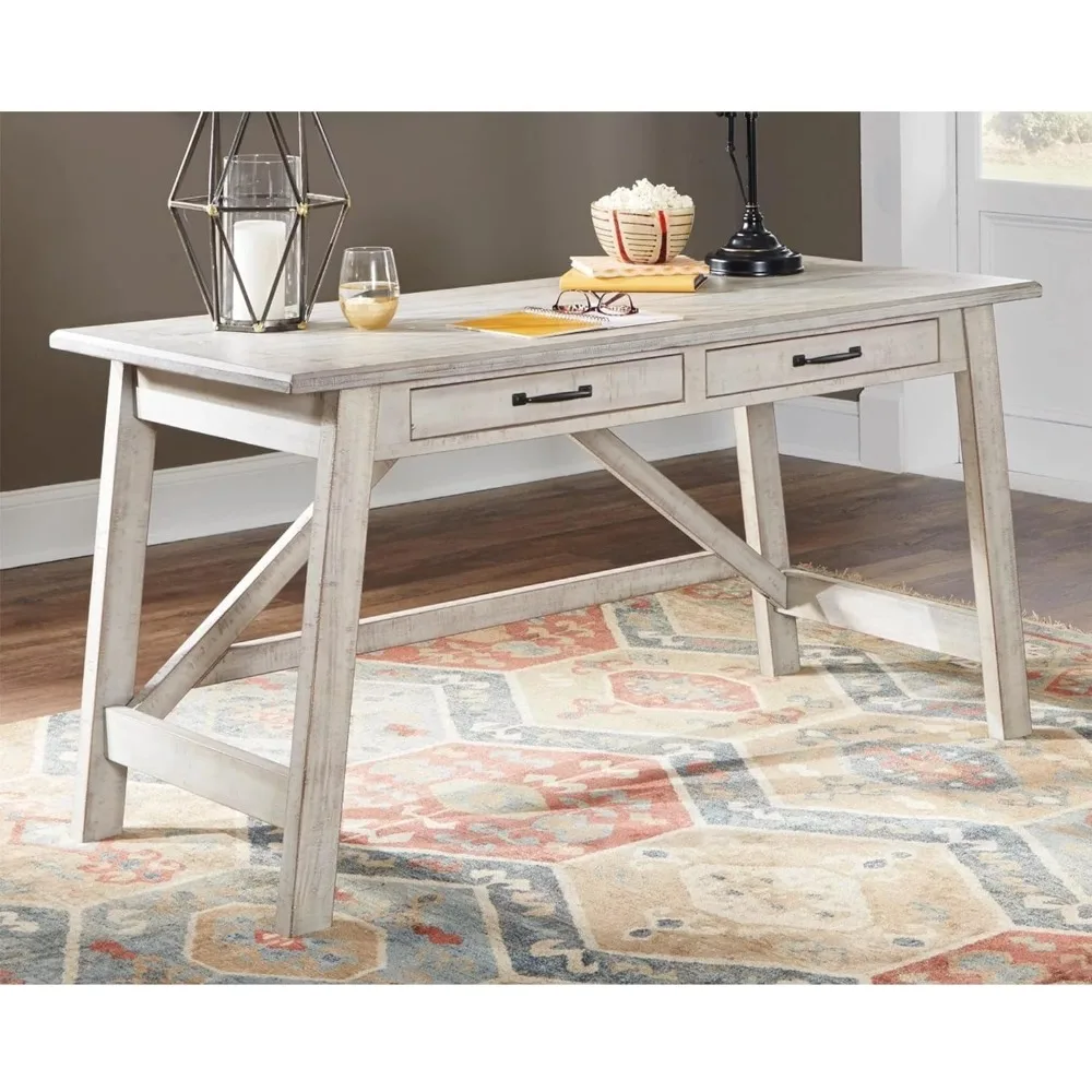 Firma il Design di Ashley Carynhurst Farmhouse 60 "Home Office Desk con cassetti, bianco invecchiato