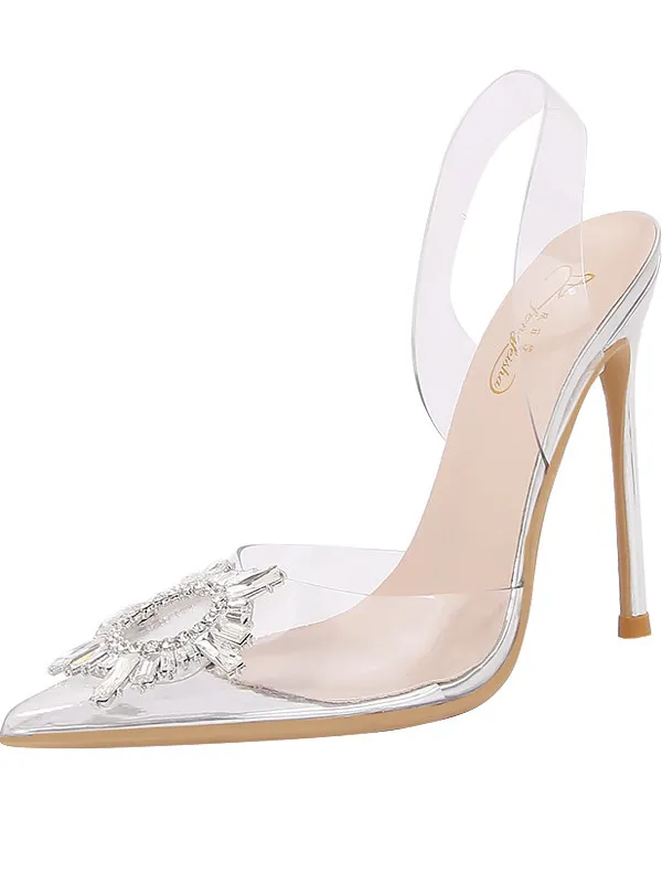 

2026 New Stiletto High Heels Femininity Transparent High Heels Crystal Bag Head Sandals