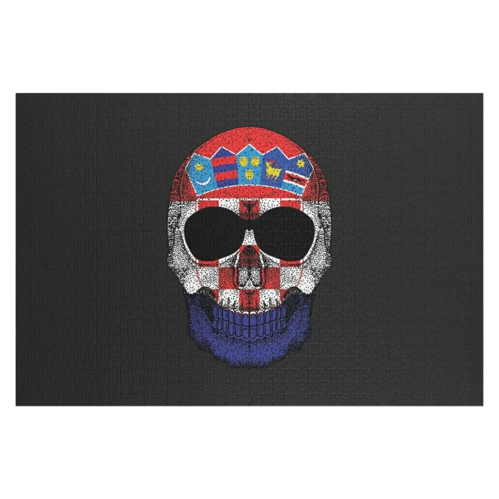 Skull Croatia Flag Jigsaw Puzzle Personalized Photo Gift Custom Name Child Toy Puzzle