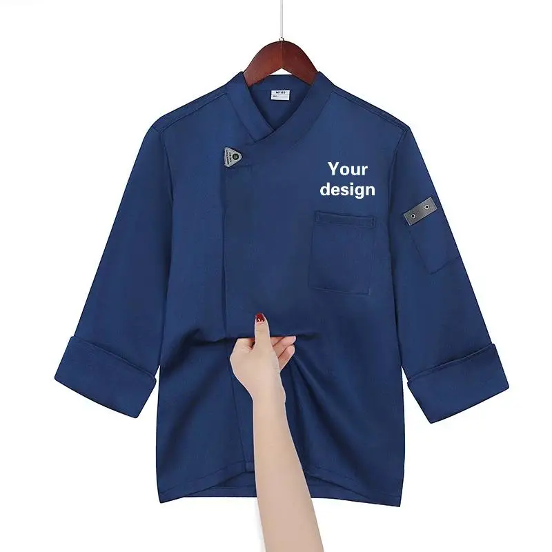 

Мужская униформа для поваров с длинным рукавом, дышащая, с возможностью нанесения логотипа, водонепроницаемая куртка для ресторана, кухонная одежда
