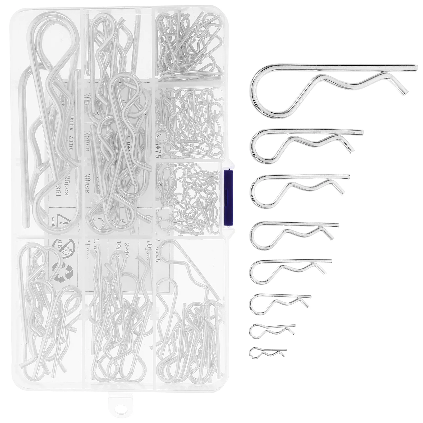 

125pcs Stainless Steel R Type Cotter Heavy Duty Hitch Pin Clip Assortment Kit Spring Tension Hairpin Tractors Mower Repair