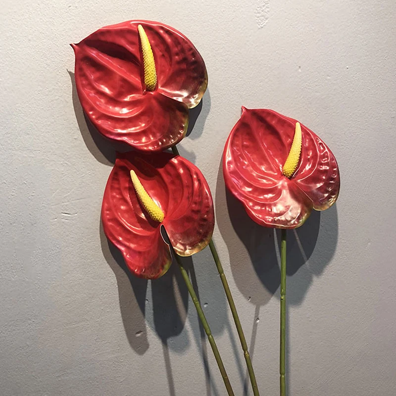 57cm Hochzeit Home Decoration künstliche Blumen künstliche Anthurium gefälschte Single Stem Anthurium Kunststoff Simulation echte Berührung