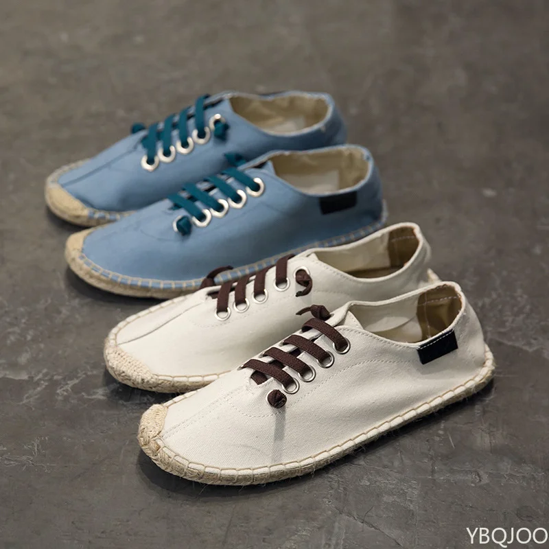 2023 Shoes New Men Hemp Fisherman Breathable Espadrilles Flats Solid Moccasins Casual Shoes Men Zapatos De Hombre